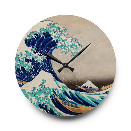 The Great Wave off Kanagawa by Katsushika Hokusai Acrylic Wall Clock, Round and Square