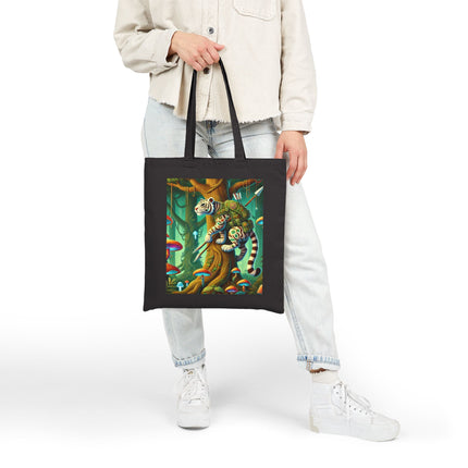The Silent Stripes Cotton Canvas Tote Bag – Stealth, Grace & Enchanted Forest