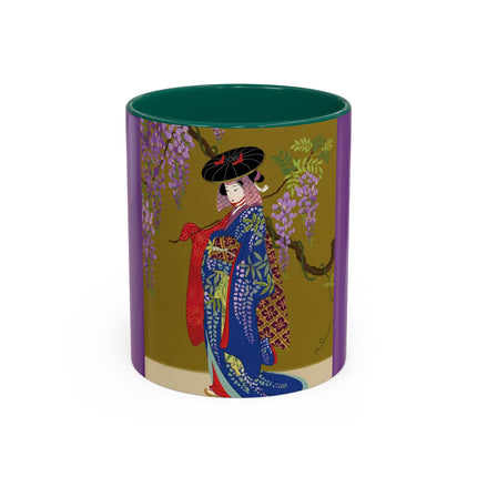 Wisteria Elegance Colorful Mug (11oz, 15oz) – Floral Beauty, Kimono Art & Timeless Grace