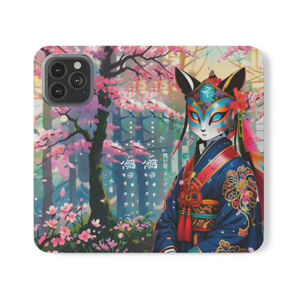 🦊⚔️ Cyberpunk Samurai Maiden Flip Case – Neon Grace & Warrior Courage