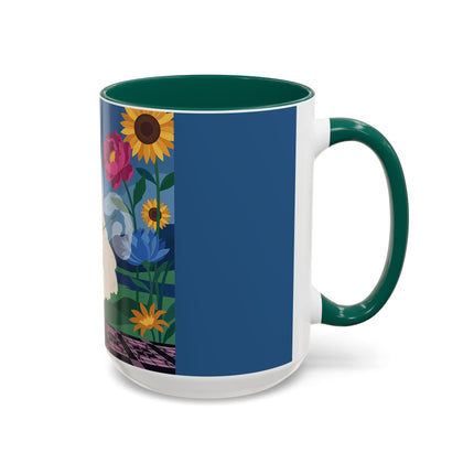 The Lady Of The Golden Parasol Colorful Mugs – Art Deco Botanical Elegance