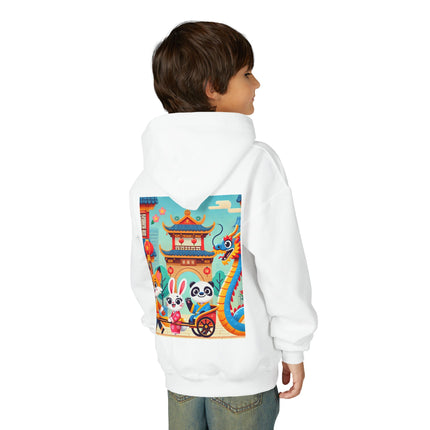 Lantern Street Dragon Parade Youth Hooded Sweatshirt – Festive Lights & Storybook Magic