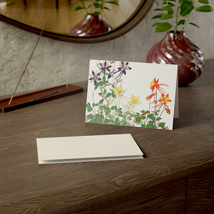 Aquilegia Flower by Tanigami Kônan Greeting Cards (1, 10, 30, and 50pcs)