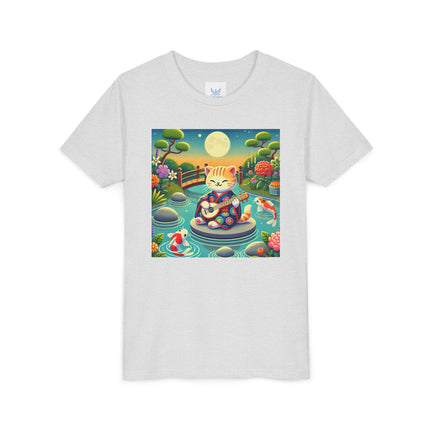 Melodic Kitten by the Koi Pond Youth Short Sleeve Tee