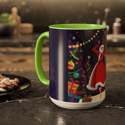 🎄❄️ The Christmas Snowball Dance Colorful Mug – Whimsical Holiday Fashion Fantasy