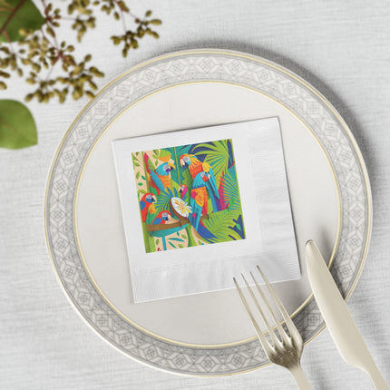 Colorful Macaws White Coined Napkins