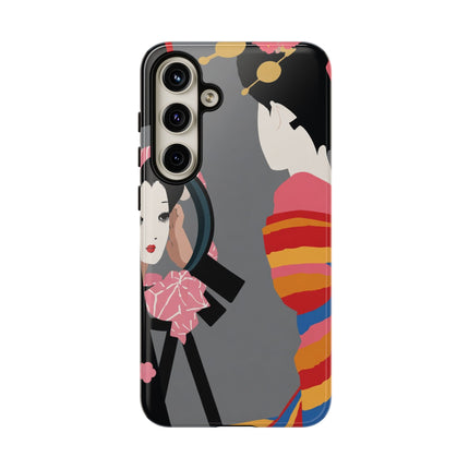 Geisha Mirror Phone Case – Elegant Reflection & Timeless Beauty