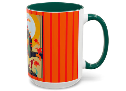 Black Cat in Kimono Colorful Mugs, 11oz
