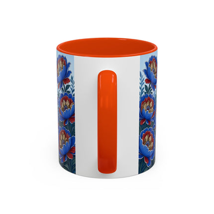 💙🌺 The Sapphire Blossom Garden Dancer Colorful Mug – Art Deco Fashion Fantasy