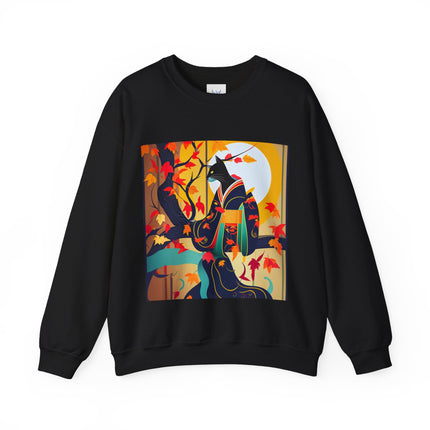 Black Cat in Kimono Unisex Heavy Blend™ Crewneck Sweatshirt