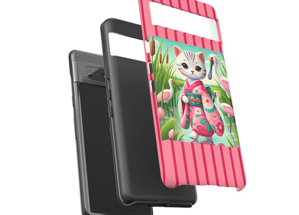 Geisha Kitten Strolls Among the Spoonbills Phone Cases