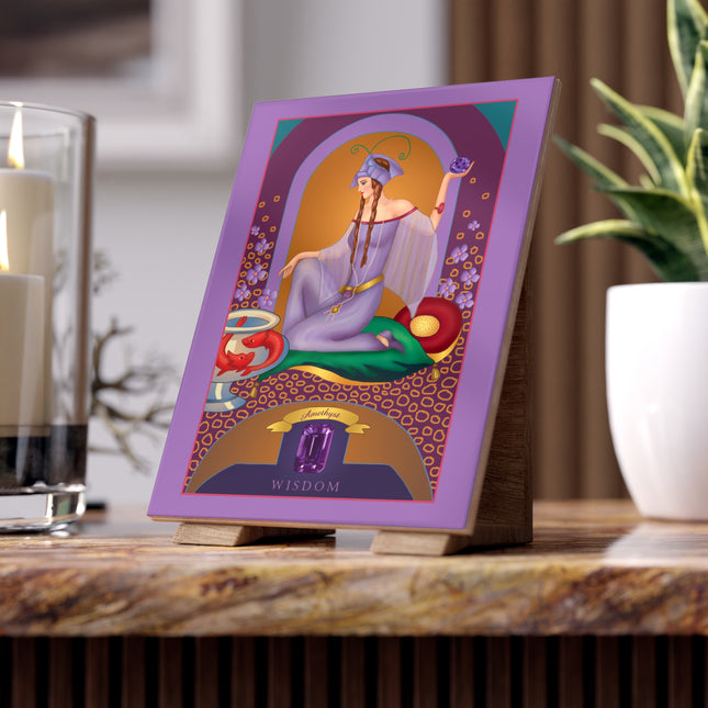 February & Amethyst Ceramic Tile — Gem Series by Sofia Chiostri