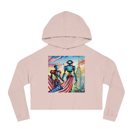 High Fashion Cyberpunk CIA Robots Cropped Hooded Sweatshirt