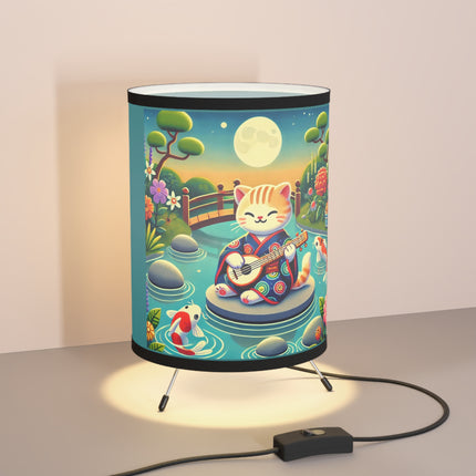 Melodic Kitten by the Koi Pond Tripod Lamp
