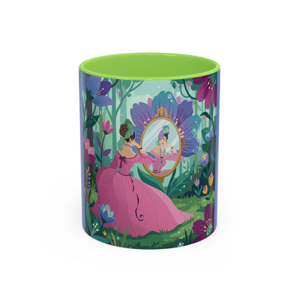 The Lady Of The Enchanted Mirror Colorful Mugs – Art Deco Botanical Elegance