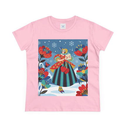 ❤️❄️ The Winter Heart Messenger Cotton Tee – Art Deco Winter Enchantment