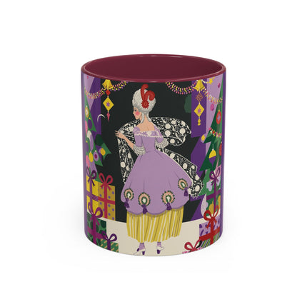 🎁✨ The Lavender Christmas Masquerade Colorful Mug – Art Deco Holiday Fantasy