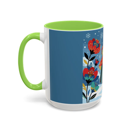 ❤️❄️ The Winter Heart Messenger Colorful Mug – Art Deco Snow Garden Fantasy