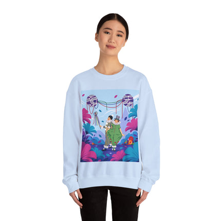 🎭🌸 The Garden Masquerade Crewneck Sweatshirt – Art Deco Floral Whimsy