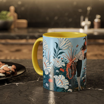 🎨💙 The Enchanted Garden Artist Colorful Mug – Art Deco Floral Whimsy