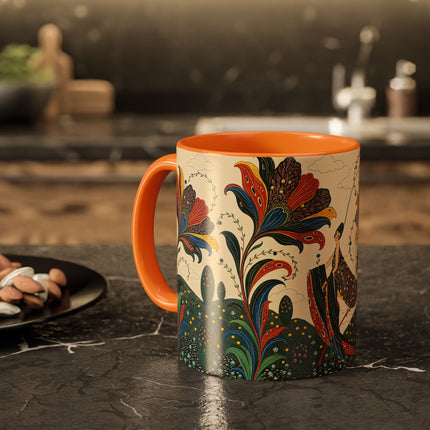 🌺🦋 The Enchanted Floral Voyage Colorful Mug – Art Deco Botanical Whimsy