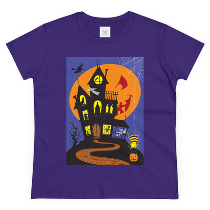 Halloween Night at the Haunted House Women's Midweight Cotton Tee