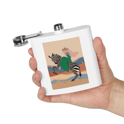 Zebra Rider Stainless Steel Flask – Safari Chic & Art Deco Adventure