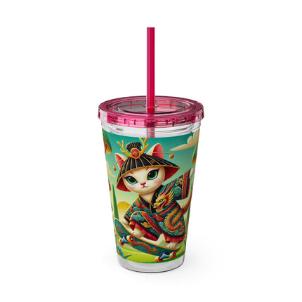 Dragon Dance on Wheels Sunsplash Tumbler with Straw, 16oz