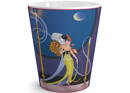 Smoke and Secrets: A Glamorous Encounter in Prohibition Era Latte Mug