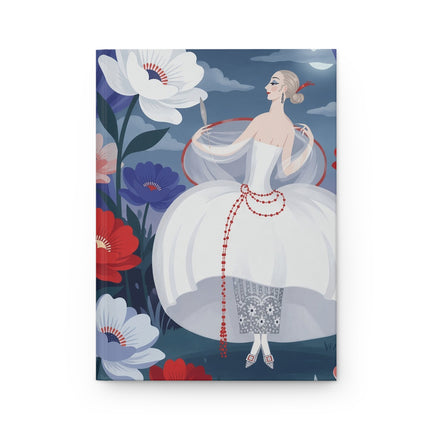 🌙🌺 The Lady Of The Moonlit Flower Garden Hardcover Journal – Art Deco Evening Elegance