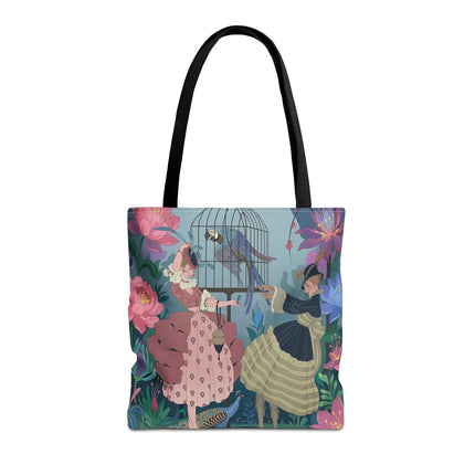 🦜🌸 The Ladies Of The Enchanted Aviary Tote Bag – Art Deco Floral Fantasy