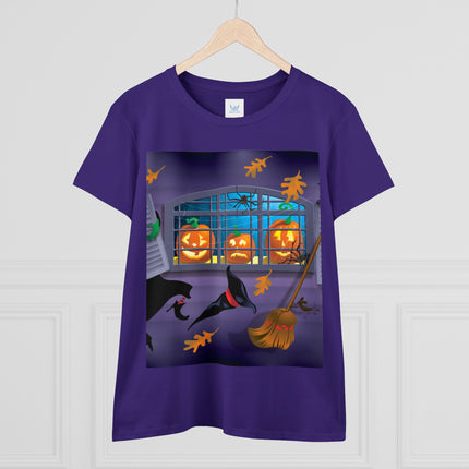 Whimsical Halloween Mischief Women's Midweight Cotton Tee