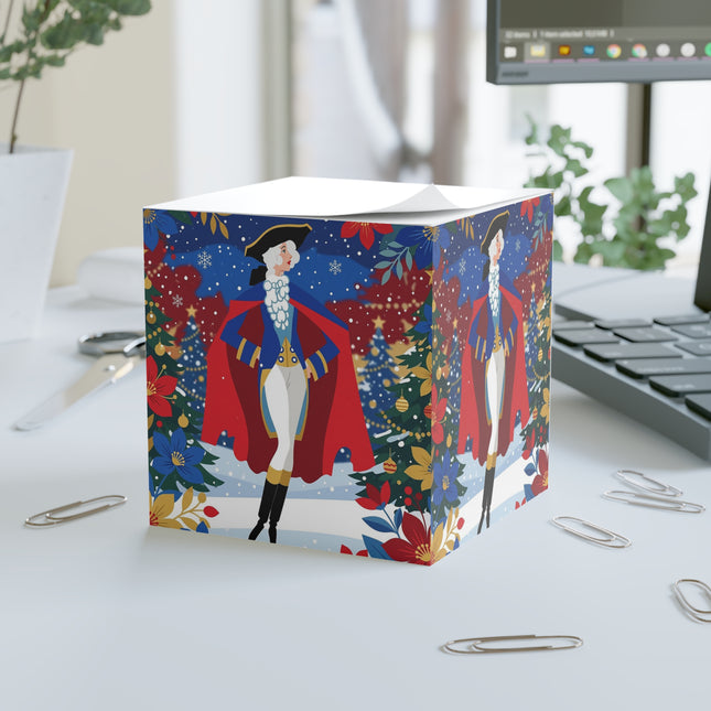 🎭🎄 The Christmas Masquerade Lady Note Cube – Art Deco Holiday Glamour