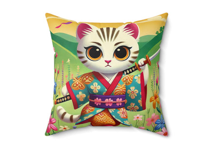 Samurai Kitten Spun Polyester Square Pillow