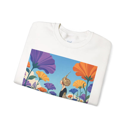 🌺🧡 The Lady Of The Golden Garden Crewneck Sweatshirt – Art Deco Fashion Fantasy