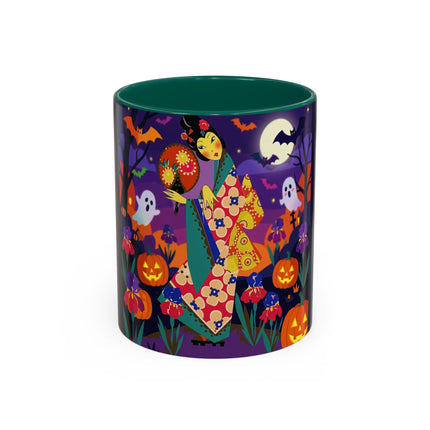 🌙🎃 The Moonlit Garden Masquerade Colorful Mug – Floral Halloween Charm