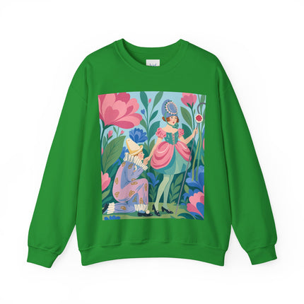 🌸🎭 The Garden Masquerade Crewneck Sweatshirt – Art Deco Floral Whimsy