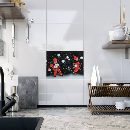 A Festive Snowball Ceramic Tile