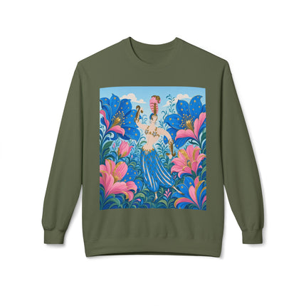 🌟🌸 The Starry Blossom Garden Dancer Midweight Crewneck Sweatshirt – Art Deco Floral Fantasy