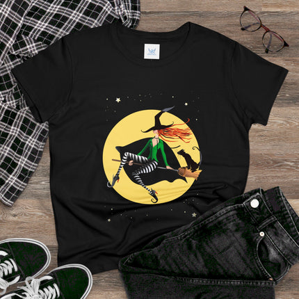 A Witch’s Moonlit Flight Women's Midweight Cotton Tee