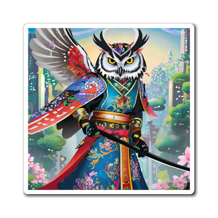 Cyberpunk Samurai Owl Magnets (3 Sizes)