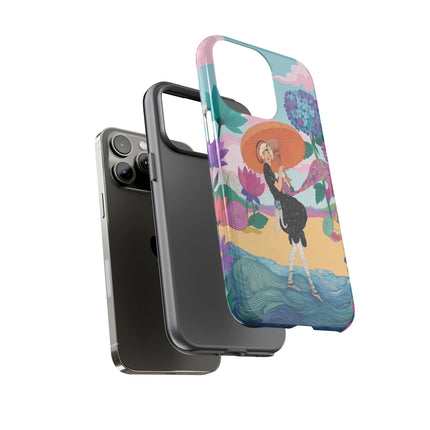 🌊☂️ The Lady Of The Flowered Seashore Phone Case – Art Deco Seaside Fashion