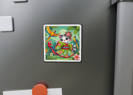 Parrot Dance of the Geisha Kitten Die-Cut Magnets (5 Sizes)