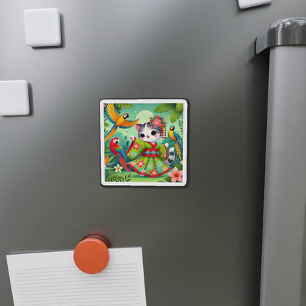 Parrot Dance of the Geisha Kitten Die-Cut Magnets (5 Sizes)
