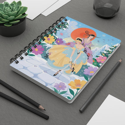 🌂❄️ The Winter Parasol Garden Spiral Notebook – Art Deco Holiday Fantasy
