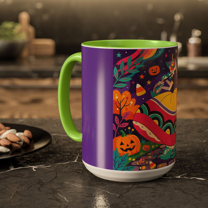 🌙🎃 The Lady Of Moonbeam Hollow Colorful Mug – Whimsical Halloween Charm