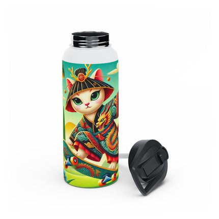 Dragon Dance on Wheels Stainless Steel Water Bottle, Standard Lid
