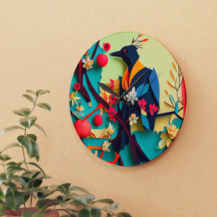 Curious Crow Acrylic Wall Clock, Round and Square
