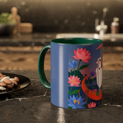 The Lady Of The Lotus Voyage Colorful Mugs – Art Deco Botanical Elegance