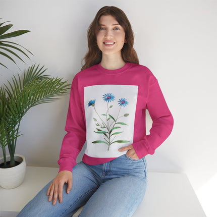 Blue Strawflower by Anselmus Boëtius de Boodt Heavy Blend™ Crewneck Sweatshirt